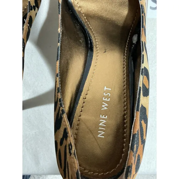 Womans Nine West Bonfire Open Toe Leopard Print Platform Pumps 7.5 M - Image 6