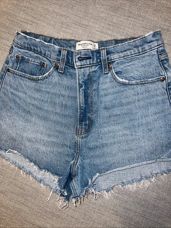 Abercrombie & Fitch Black Distressed High-Rise Denim Shorts 90s relaxed cutoff 8 - Image 3