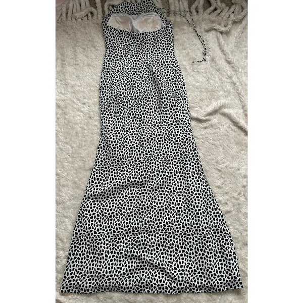 Custom Sz 2/4 Oscar Design Black White Prom Homecoming Formal Maxi Halter Dress - Image 5