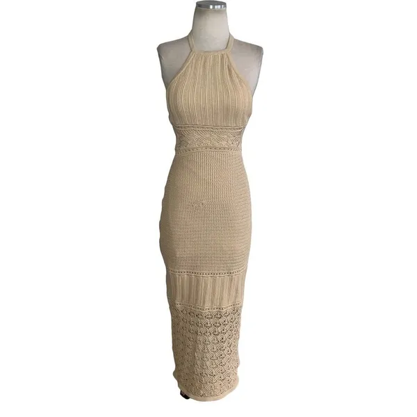 Significant Other Abby Knit Dress in Biscuit 4 Womens Bodycon Midi Cocktail - Image 4