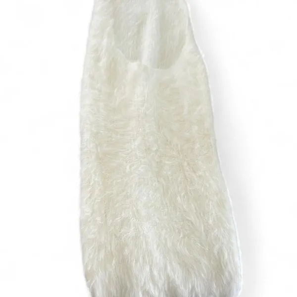 Zara white fuzzy sleeveless mini dress with a soft shaggy faux-fur Size S/XS - Image 4