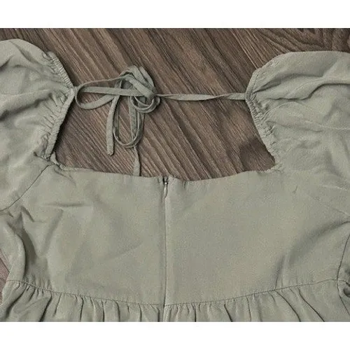 Shinestar Sage Green Tiered Babydoll Dress‎ Peasant Cottagecore Earthy Neutral - Image 9