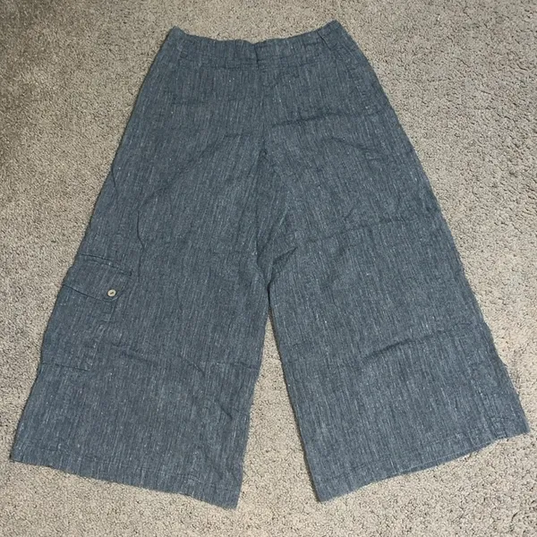 Yuvita Lagenlook Wide Leg Crop Cargo Culotte Pant Gray‎ Small - Image 7