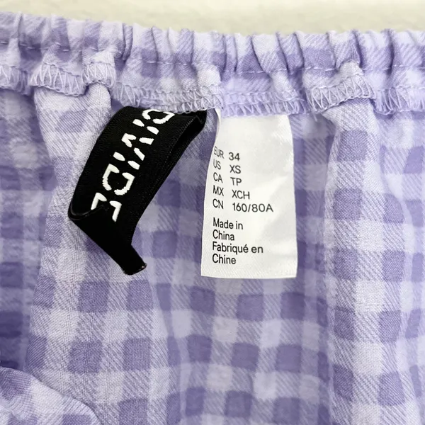 H&M Divided Gingham A Line Square Neck Ruffle Mini Dress Purple Size XS - Image 6