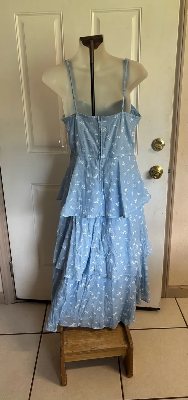 NWT Large Trixxi light blue floral tiered maxi cottagecore-inspired dress - Image 2