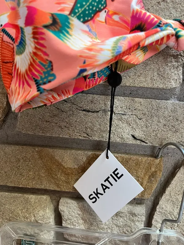 Skatie Bel Air Coral Paradise Print Bikini Top L Salty high rise bottoms xl NWT - Image 3
