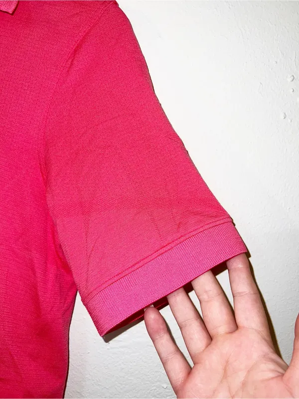 Lululemon Women's Pink Collared Cropped Short-Sleeve Polo - Image 4