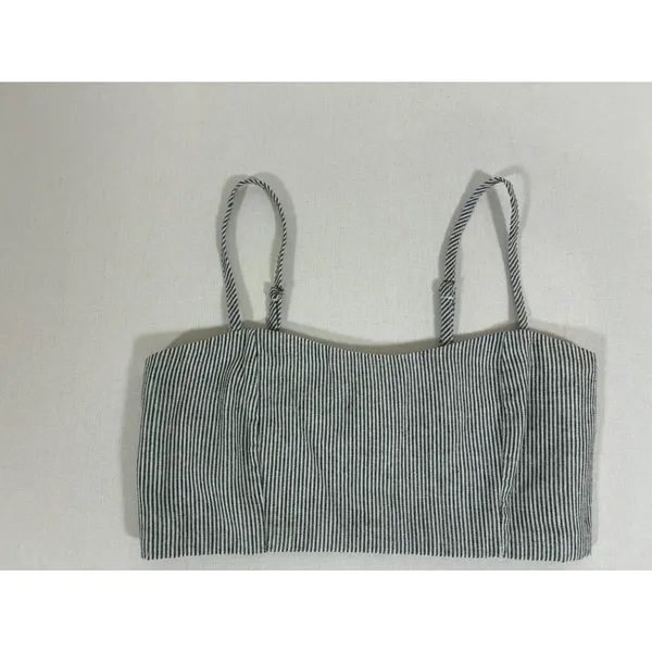 Brandy Melville Blue White Pinstripe Smocked Crop Cami Top Adjustable Straps - Image 11