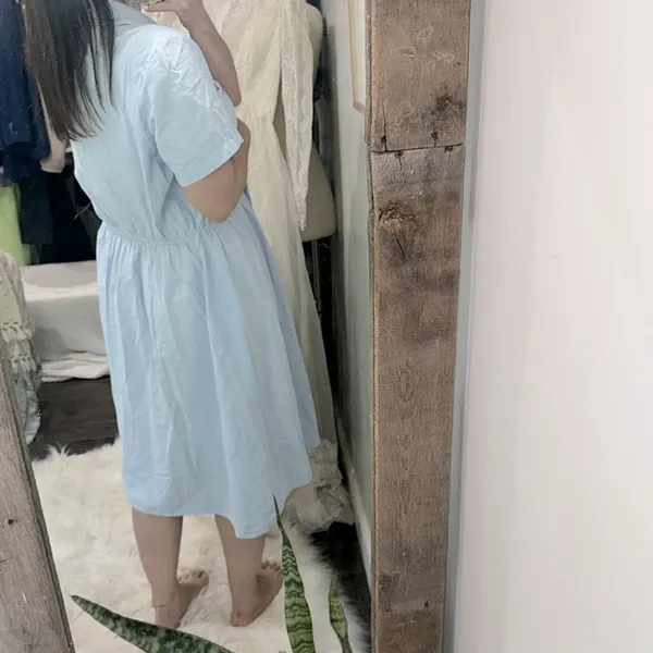 Leslie Fay vintage Blue Puff Sleeve dress size large - Image 6