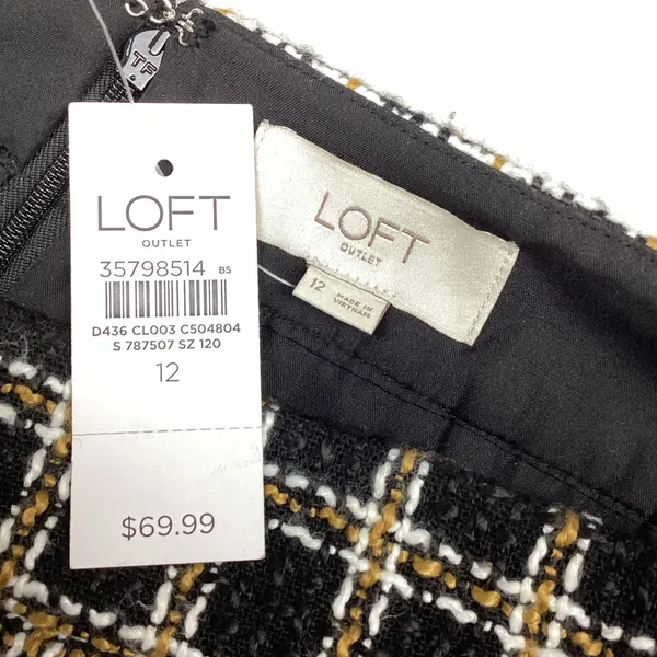 Loft Outlet Checkered Tweed Mini Skirt Wrap Style Size 12 NEW! Retail $69.99 - Image 4