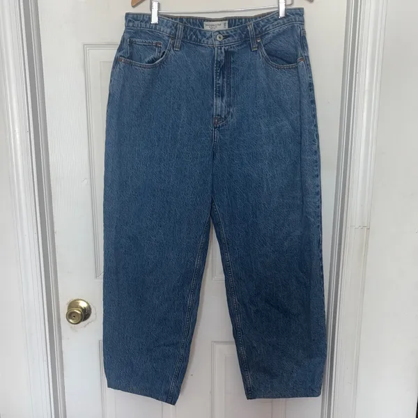 Abercrombie & Fitch Curve Love The Taper High Rise Jeans Blue Size 16 - Image 3
