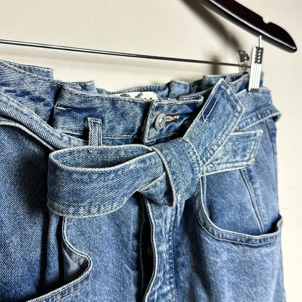 We‎ The Free East of Eden Paper Bag Denim Belted Skirt - Image 6