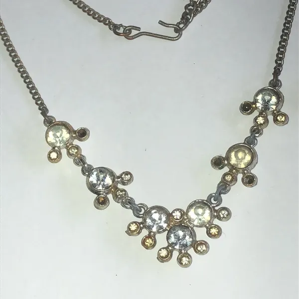 Vintage Rhinestone Accent Silver Tone Statement Necklace - Image 3