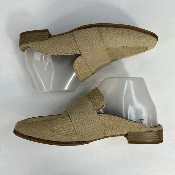 Free People Mules 39 At Ease 2.0 Loafer Suede Embossed Leather Cafe Beige Womens - Image 3