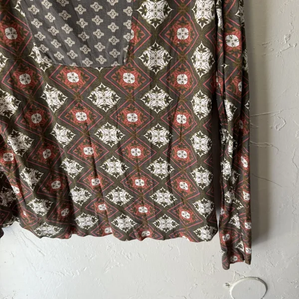 Aventura Shirt Womens XL Multicolor‎ Boho Rayon Peasant Geometric Print Top - Image 3