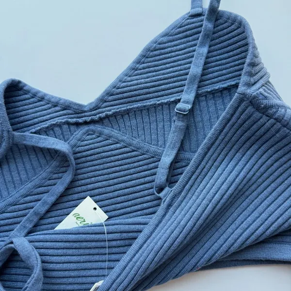 Aerie NWT Take Charge Sweater Corset Tank Top Cropped Blue Size Large L NEW - Image 10