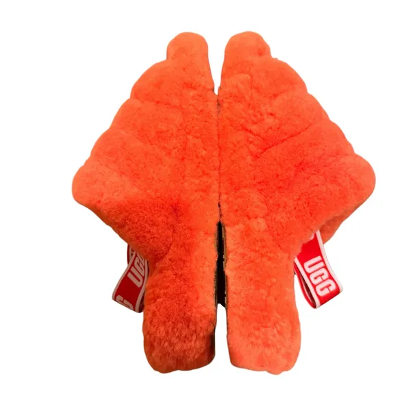 UGG Women's Fluff Yeah Fur Slide Slipper Orange with elastic logo strap Size 11 - Image 5