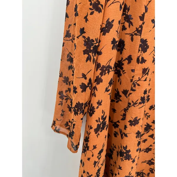 Urban Outfitters Kimchi Blue Orange Floral Cinderdrea‎ Frock Mini Dress Womens M - Image 5