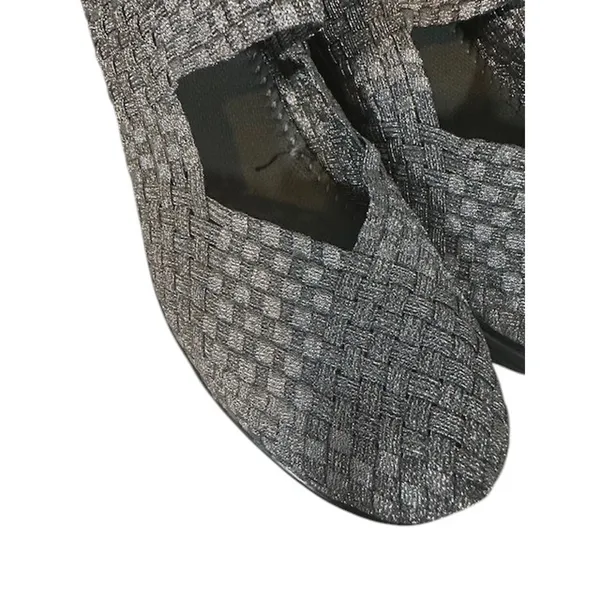 St. John’s Bay Metallic Gray Silver Woven Top Strap Shoes Women Sz 10 - Image 3