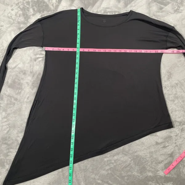 Lululemon Long Sleeve Top 8 Black Side Tie Lightweight Yoga Layering Drapey - Image 5