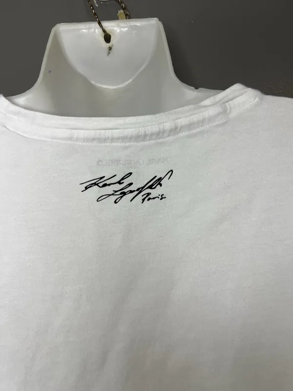 Karl Lagerfeld Paris Shirt Womens Small White Eiffel Tower Graphic Tee Top - Image 6