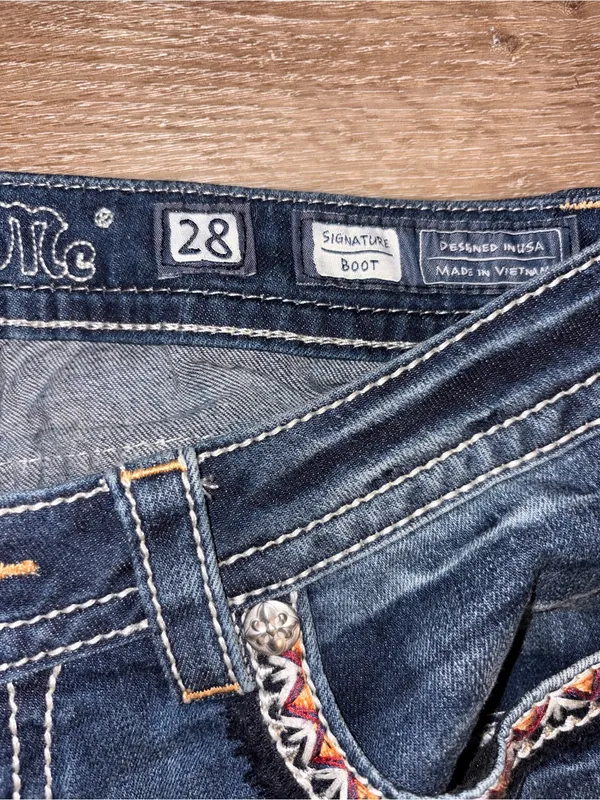 Miss Me Medium Dark Blue Boot Cut Jeans with Embellished Pockets - Image 5