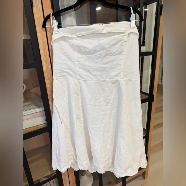 Abercrombie strapless linen mini dress lined fit & flare white bride graduation - Image 2