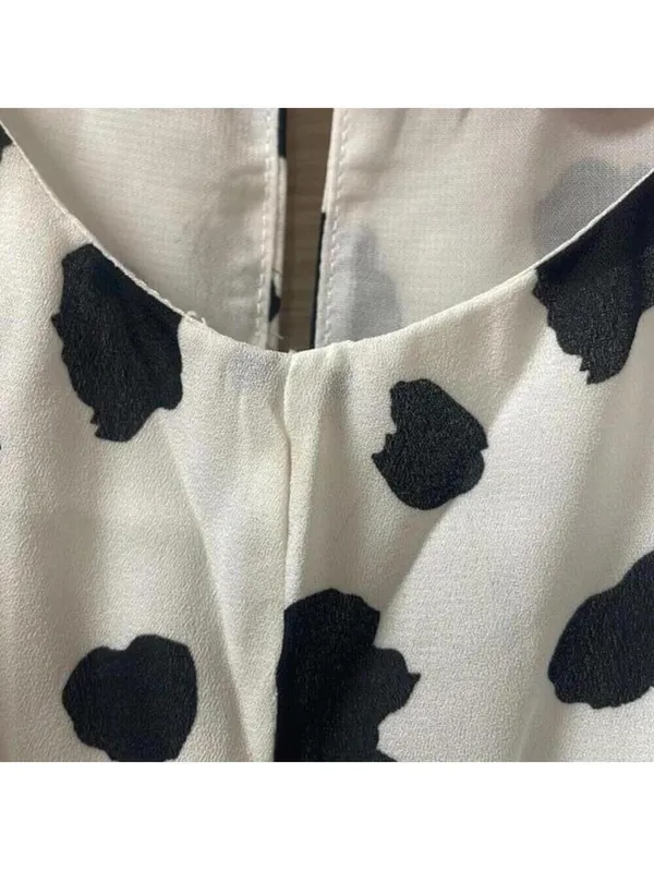 Buddy love, white and black cow Dalmatian polka dot print Racerback tank top - Image 10