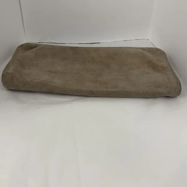Vintage Montgomery Ward taupe suede fold over clutch. - Image 4