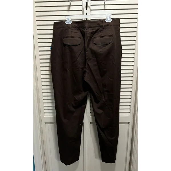 Counterparts Brown Flat Front Pants Size 16 High‎ Rise Zip Elastic Band Waist - Image 3