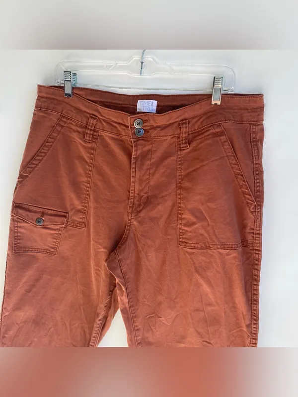 Time & Tru burnt orange cargo pocket crop pant ankle length casual summer 14 - Image 3