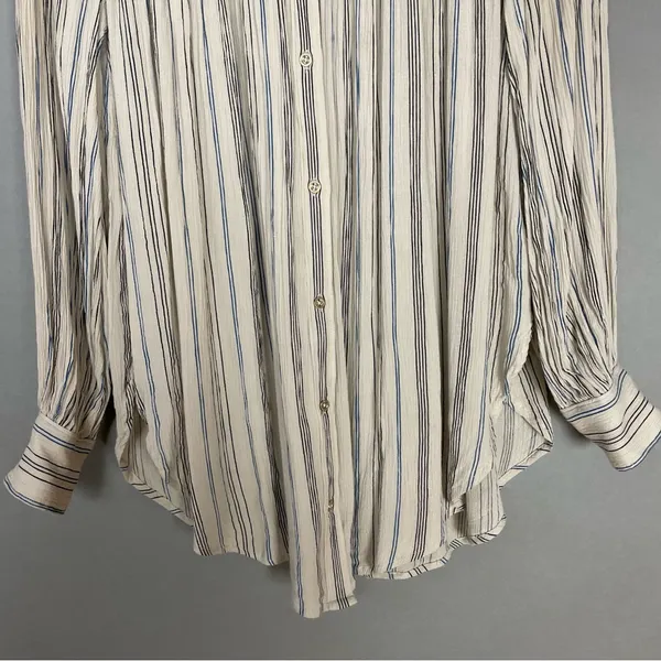 Anthropologie Floreat Norfolk Blouse Striped Long Sleeve Shirring Smocked Sz‎ XS - Image 9