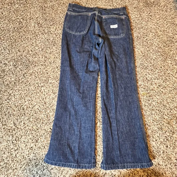 Old Navy Blue Jeans Womens 4 Dark Wash Carpenter Wide Leg High Rise Side‎ Slit - Image 6