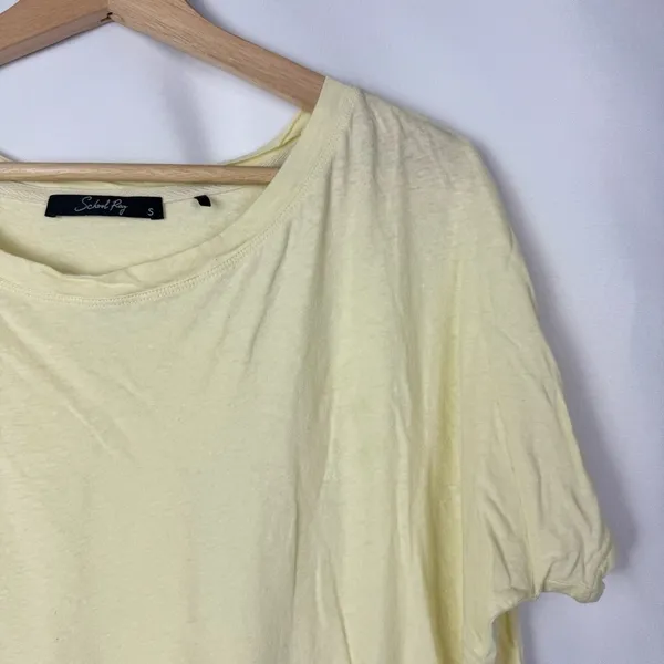 Boutique School‎ Rag Pale Yellow Boxy Short Sleeve T-Shirt S - Image 3
