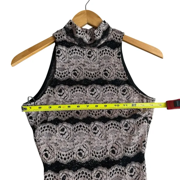 Privy Size S High Neck Lace Bodycon Maxi Dress Black Gold Special‎ Occasion NYE - Image 9
