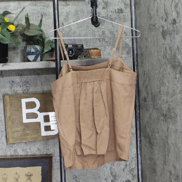NWT State Of Day 2-Pc. Sleeveless Pajama Set Linen Blend Natural Umber Brown M - Image 6