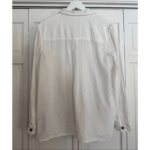 H&M white linen pocket front button down size medium - Image 5