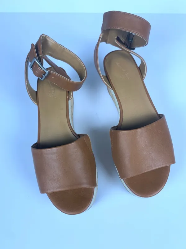 Universal Thread Womens Wedge Sandals 6.5 Brown Platform Espadrille Ankle Strap - Image 4