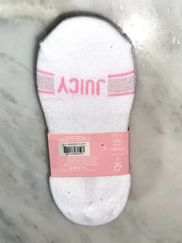 Juicy Couture Pink and White Sock Liners 6 pairs - Image 5