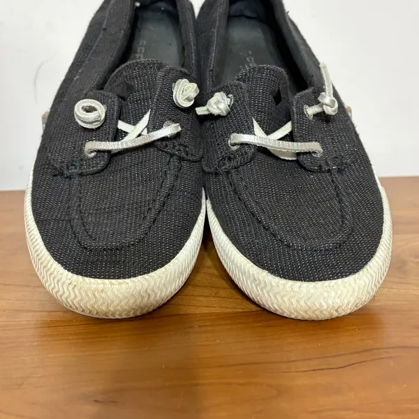 Sperry Crest Vibe Black Sparkle Boat Shoes Womens 8.5 STS87647 Metallic Sneakers - Image 4