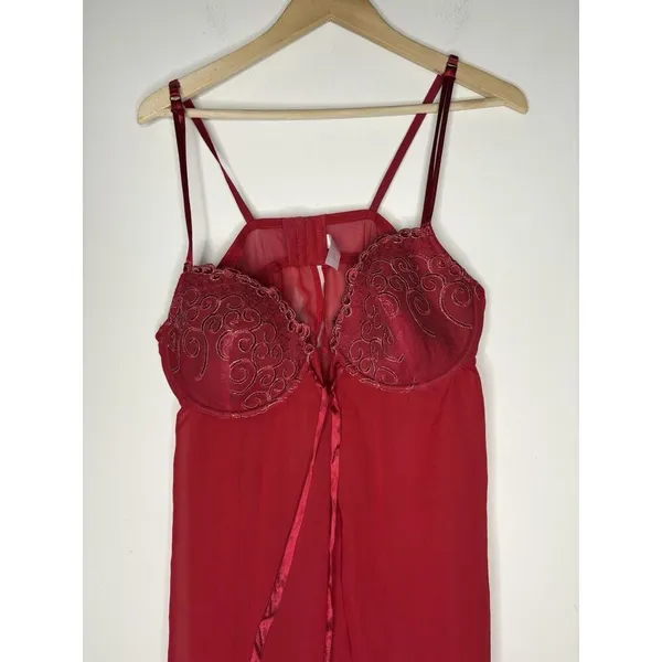 Cacique Plus Size 18/20 Chemise Babydoll Slip Dress Top Red Underwired Nighty - Image 3