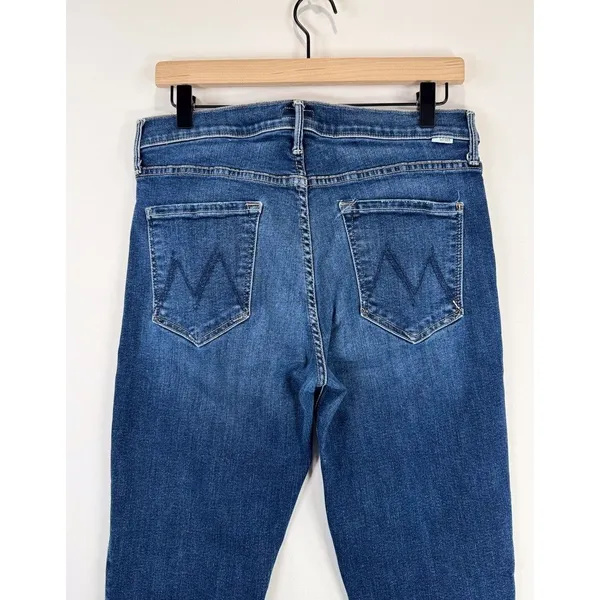 Mother Womens Jeans Blue Denim The Mid Rise Dazzler Teaming Up Straight Size 28 - Image 11