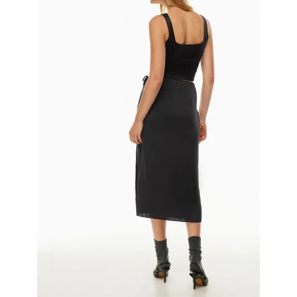 Wilfred Shine Satin Bustier from Aritzia It is a sleek black cropped tank top XS - Image 4