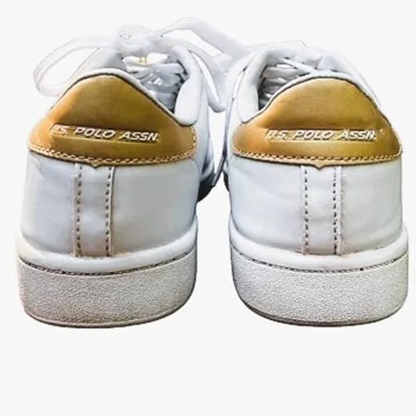 US POLO Women's White & Gold Leather Soles Sneakers ~ 7.5 - Image 5