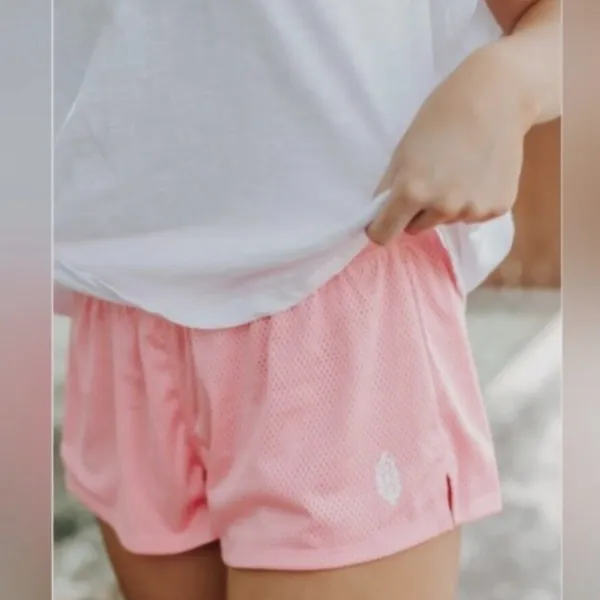 Free People Pink Imtimately Womens Mesh Gym Workout Shorts size S - Image 5