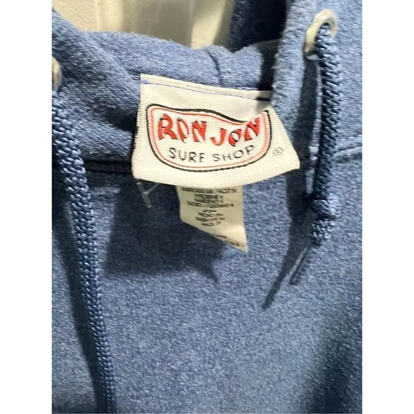 Vintage Ron Jon Surf Shop Small Hoodie Blue Life in the Slow Lane Beach - Image 8