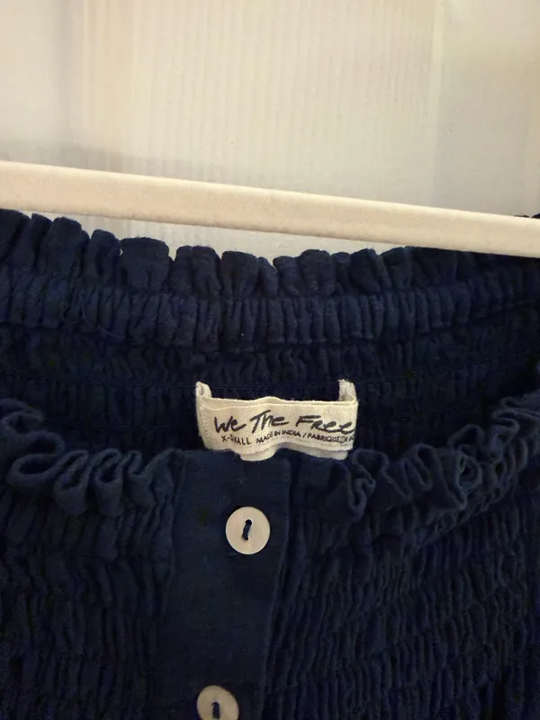 Free People We the Free Navy Blue Dancing Till Dawn Off Shoulder Crop Top XS - Image 6