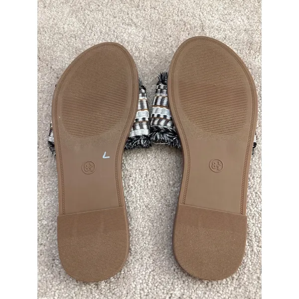 A New Day Multi Woven Slide Sandals Geometric Fringe Boho‎ 8.5 NWOT - Image 3