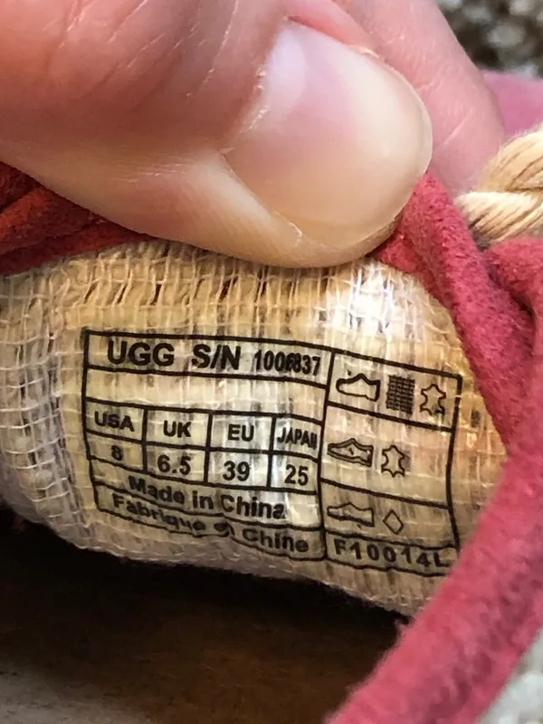 UGG Catrin Crochet Slip Ons Coral Red Pink Beige Espadrille LEATHER Flats US 8 - Image 7