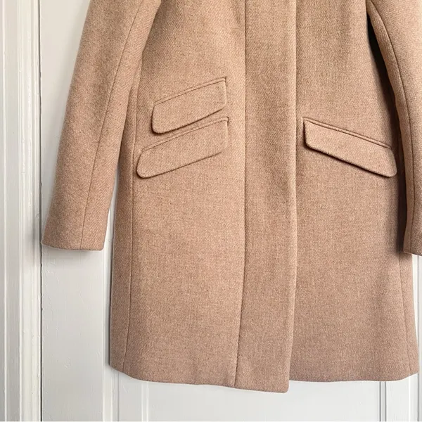 J Crew • Stadium Cloth Cocoon coat tan wool Nello Gori Heather Sandstone zip - Image 8